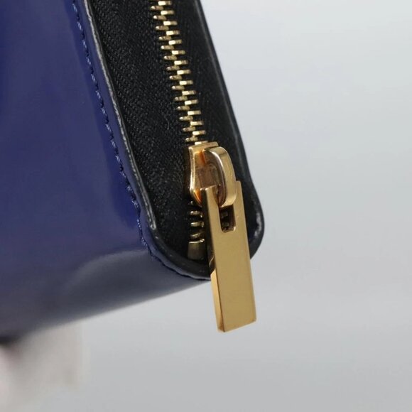 CELINE Long Wallet Enamel Blue Gold Auth am8638 - Picture 12 of 16